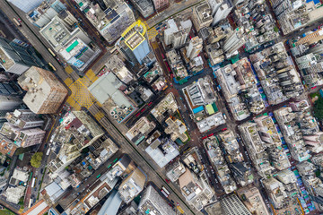 Top down view of Hong Kong city