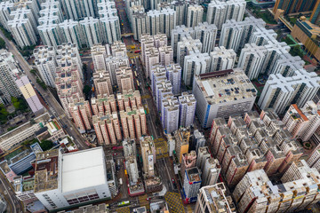 Obraz premium Top down view of Hong Kong city building