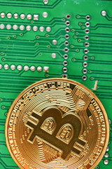 Encrypted currency bitcoin still life close-up