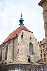 Fototapeta na wymiar PRAGUE, CZECH REPUBLIC - 07.18. 2018 - The gothic St. Wenceslas church Zderaz in Resslova Street, Czech Republic