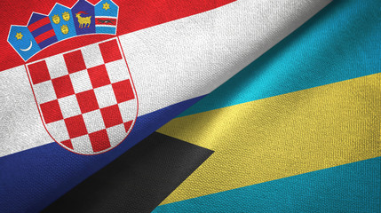 Croatia and Bahamas two flags textile cloth, fabric texture