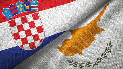 Croatia and Cyprus two flags textile cloth, fabric texture