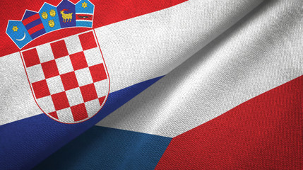 Croatia and Czech Republic two flags textile cloth, fabric texture