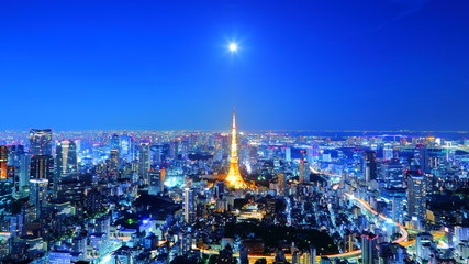 東京の都市風景　夜景・都市・都会・ビル