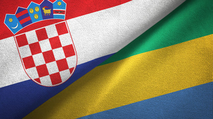 Croatia and Gabon two flags textile cloth, fabric texture