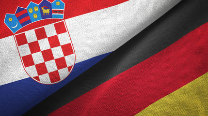 Fototapeta premium Croatia and Germany two flags textile cloth, fabric texture