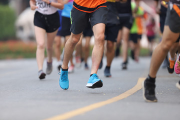 Fototapeta premium Group of people running race marathon