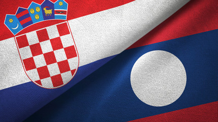 Croatia and Laos two flags textile cloth.