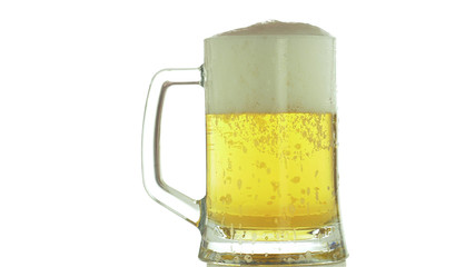 Craft light beer in a glass on an isolated background