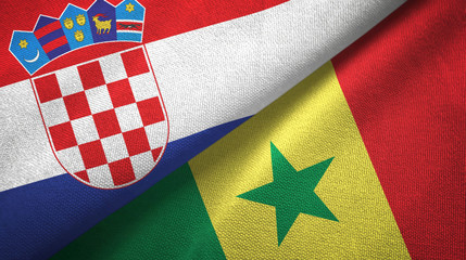 Croatia and Senegal two flags textile cloth, fabric texture