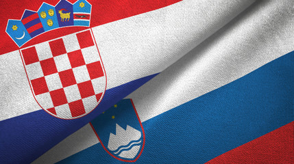 Croatia and Slovenia two flags textile cloth, fabric texture