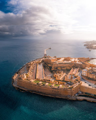 Fort St Elmo, Valletta, Malta, aerial view. Valletta is the southernmost capital of Europe