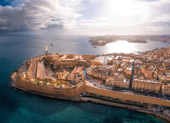 Fort St Elmo, Valletta, Malta, aerial view. Valletta is the southernmost capital of Europe