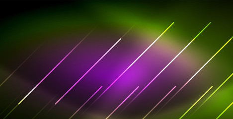 Neon glowing wave, magic energy and light motion background