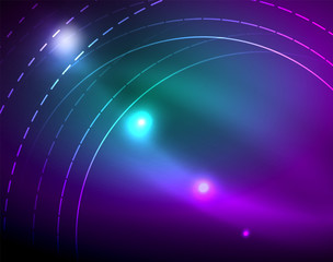 Neon circles abstract background