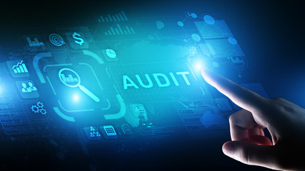 Audit - official financial examination for business as concept on virtual screen.