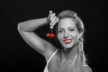 Sexy Woman Eating Cherry