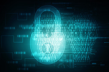 2d illustration Safety concept: Closed Padlock on digital background