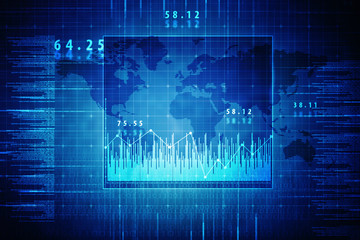 2d rendering Stock market online business concept. business Graph 