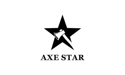 Obraz premium Axe and star simple logo. Lumberjack retro design