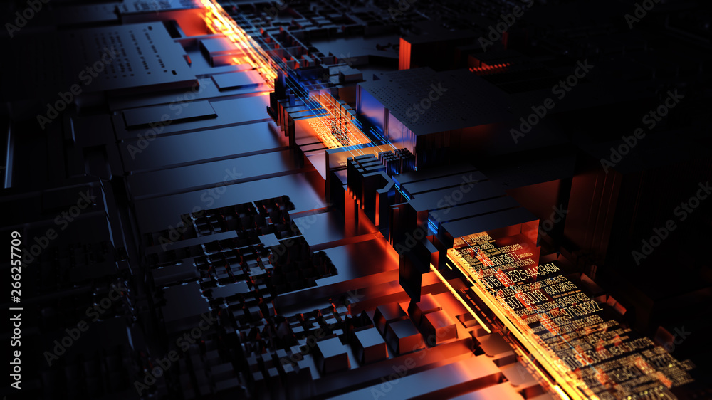 Poster Transfer and storage of data sets/Abstract illustration of a data channel. Motion of digital data flow. Transferring of big data. Binary code processing. Transfer and storage of data sets