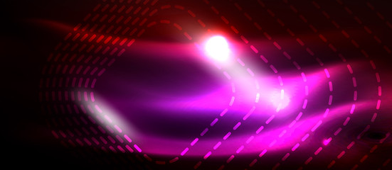 Neon glowing techno lines, hi-tech futuristic abstract background template with square shapes