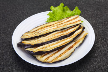 Grilled eggplant in the bowl