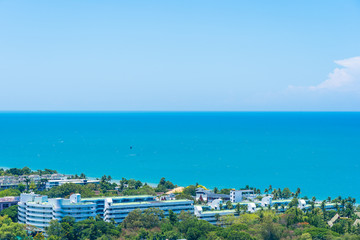 Naklejka premium Beautiful landscape and cityscape of hua hin nearly sea beach and ocean