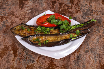 Grilled eggplant with bell pepper