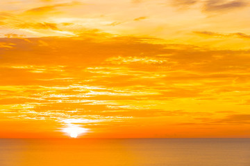 Beautiful tropical outdoor nature landscape of sea ocean at sunrise