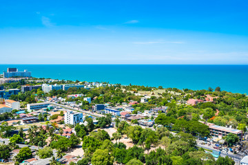 Beautiful landscape and cityscape of hua hin nearly sea beach and ocean