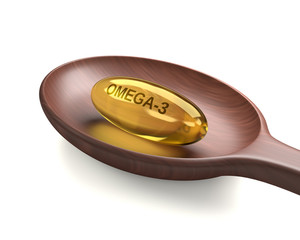 Obraz na płótnie Canvas 3d render of omega-3 capsule over white