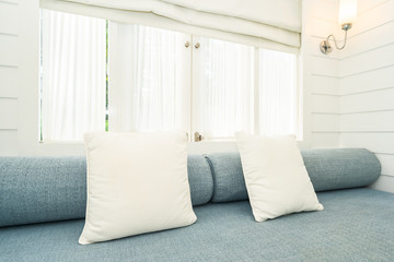 Beautiful luxury comfortable pillow on sofa furniture decoration
