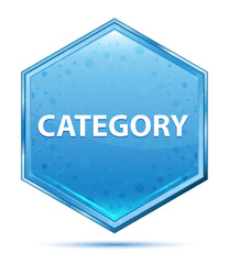 Category crystal blue hexagon button