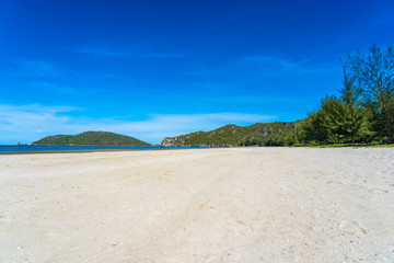 Beautiful outdoor nature landscape with tropical beach sea and ocean in Pranburi