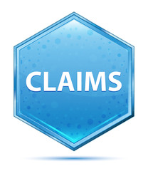 Claims crystal blue hexagon button