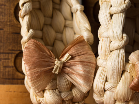 Decorative wicker shoes