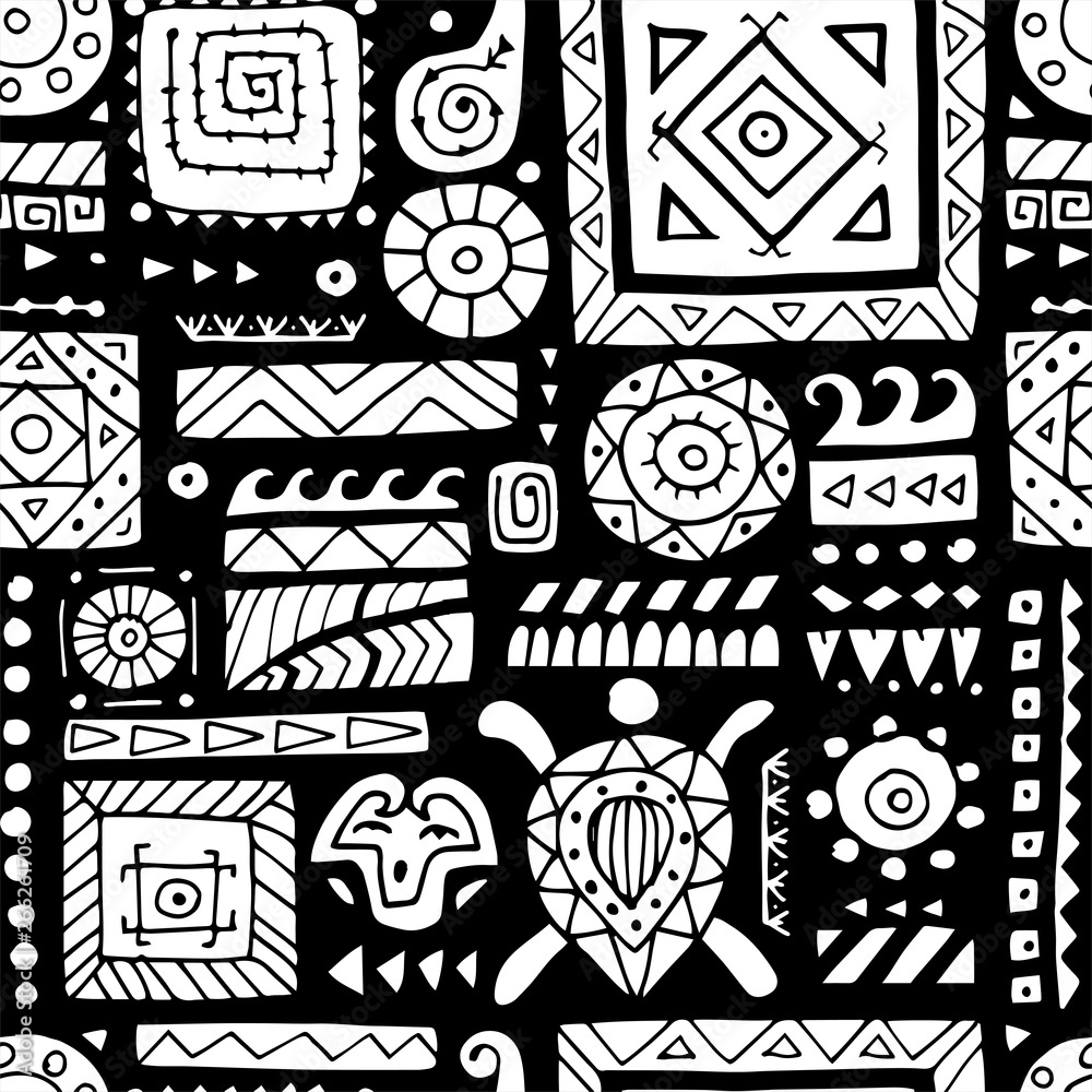 Poster ethnic handmade ornament. seamless pattern for your design. polynesian style