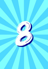 Number 8 in radial pattern background