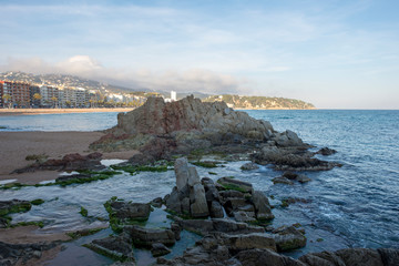 Fototapeta na wymiar The village of Lloret de mar next to the beach, Costa brava
