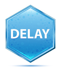 Delay crystal blue hexagon button