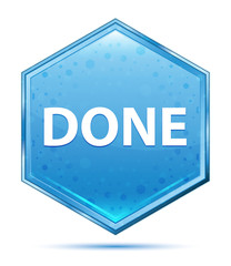 Done crystal blue hexagon button