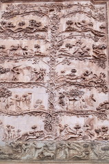 Detail of the facade of Orvieto cathedral, Italy