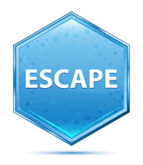 Escape crystal blue hexagon button