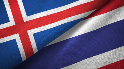 Iceland and Thailand two flags textile cloth, fabric texture