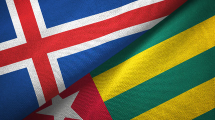 Iceland and Togo two flags textile cloth, fabric texture