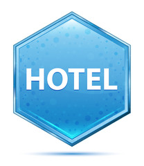 Hotel crystal blue hexagon button