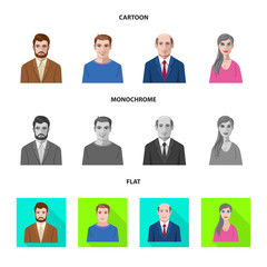 Fototapeta premium Vector design of hairstyle and profession sign. Collection of hairstyle and character stock vector illustration.