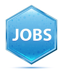 Jobs crystal blue hexagon button