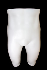 White mannequin male on black background